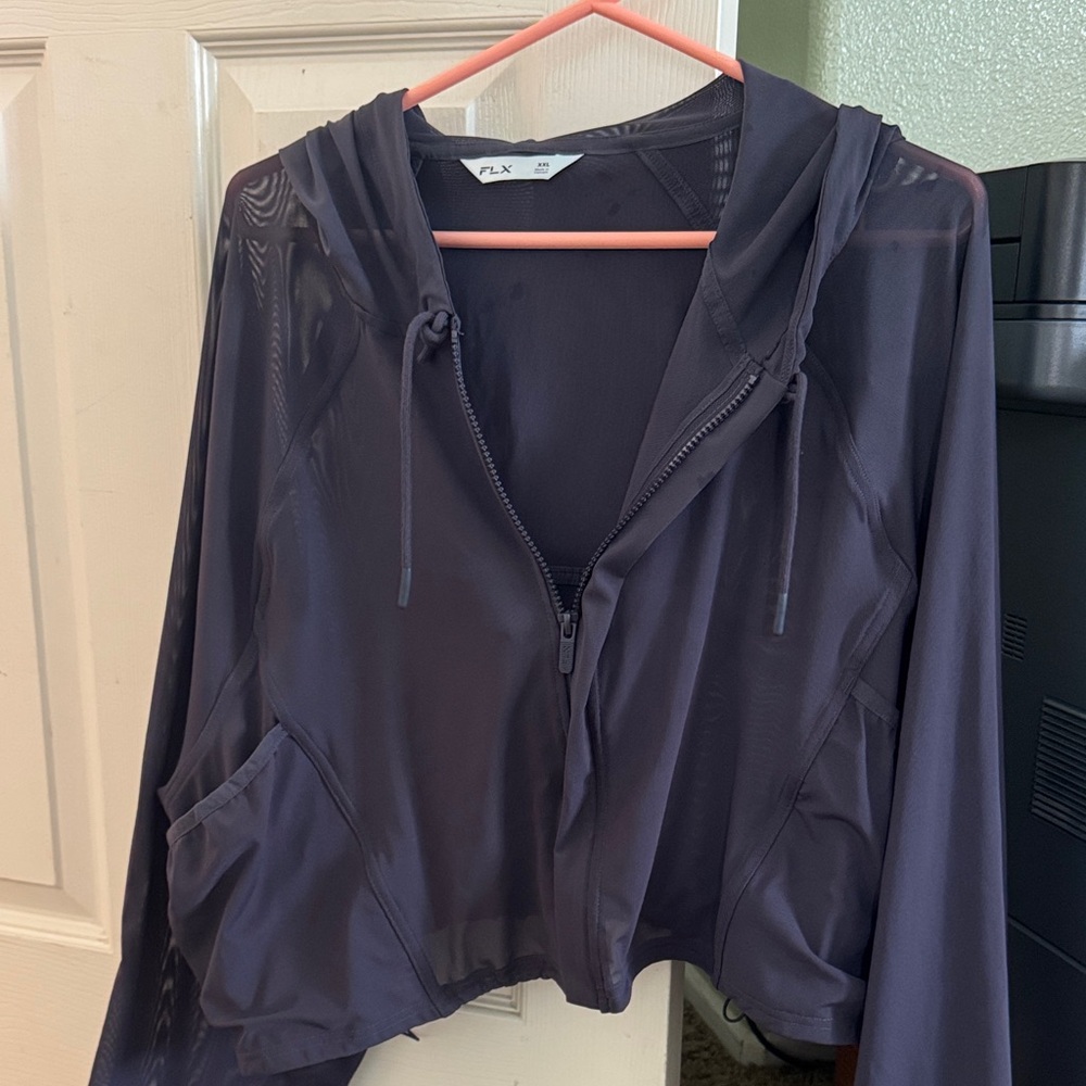 FLX Sheer Navy Hooded Jacket